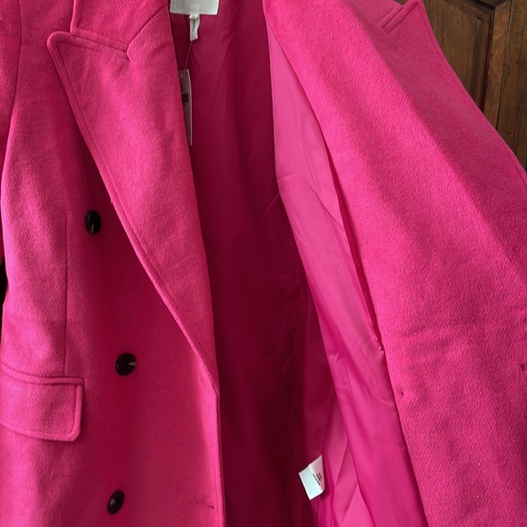 NWT AVEC LE FILLES DOUBLE BREASTED HOT PINK WOOL “FEEL” COAT. SIZE M. - Picture 8 of 16